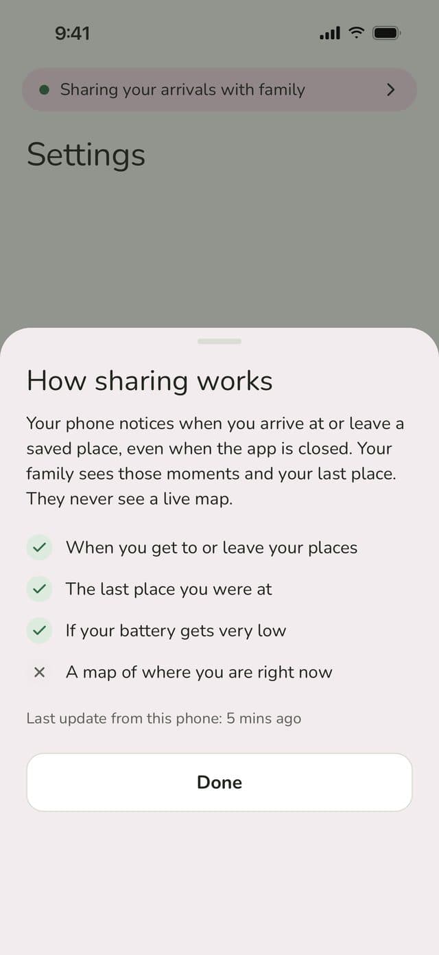 How sharing works sheet: a checklist of what your family can see