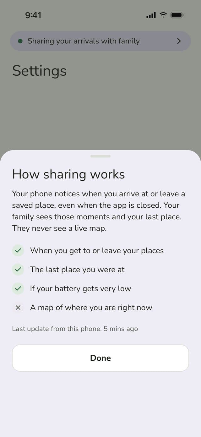 How sharing works sheet: a checklist of what your family can see